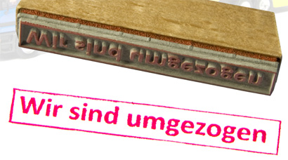 Stempel "Wir sind umgezogen!"
