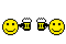 Smileys, die sich zuprosten